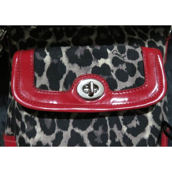 Coach Park Ocelot Animal Print Red Patent Leather Crossbody Bag Matching Wallet - Picture 13 of 13